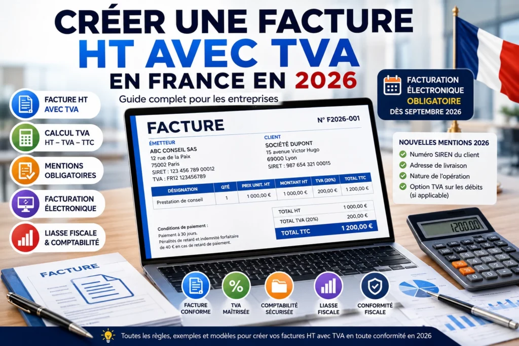 Comment créer une facture HT avec TVA en 2026 2 créer