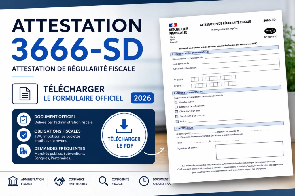 Attestation 3666-SD PDF : Télécharger le formulaire officiel 2026 2 Attestation de régularité fiscale 2026