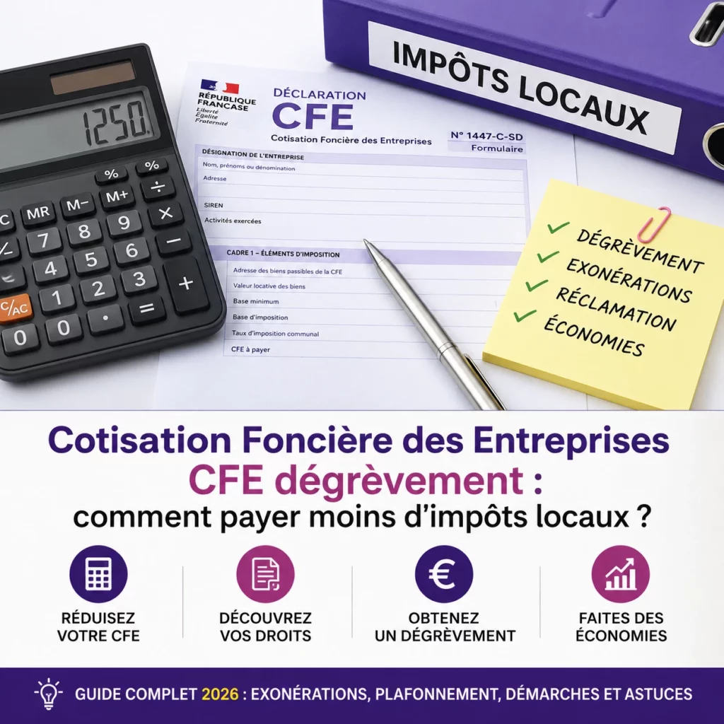 Cotisation Foncière des Entreprises CFE dégrèvement comment payer moins d'impôts locaux
