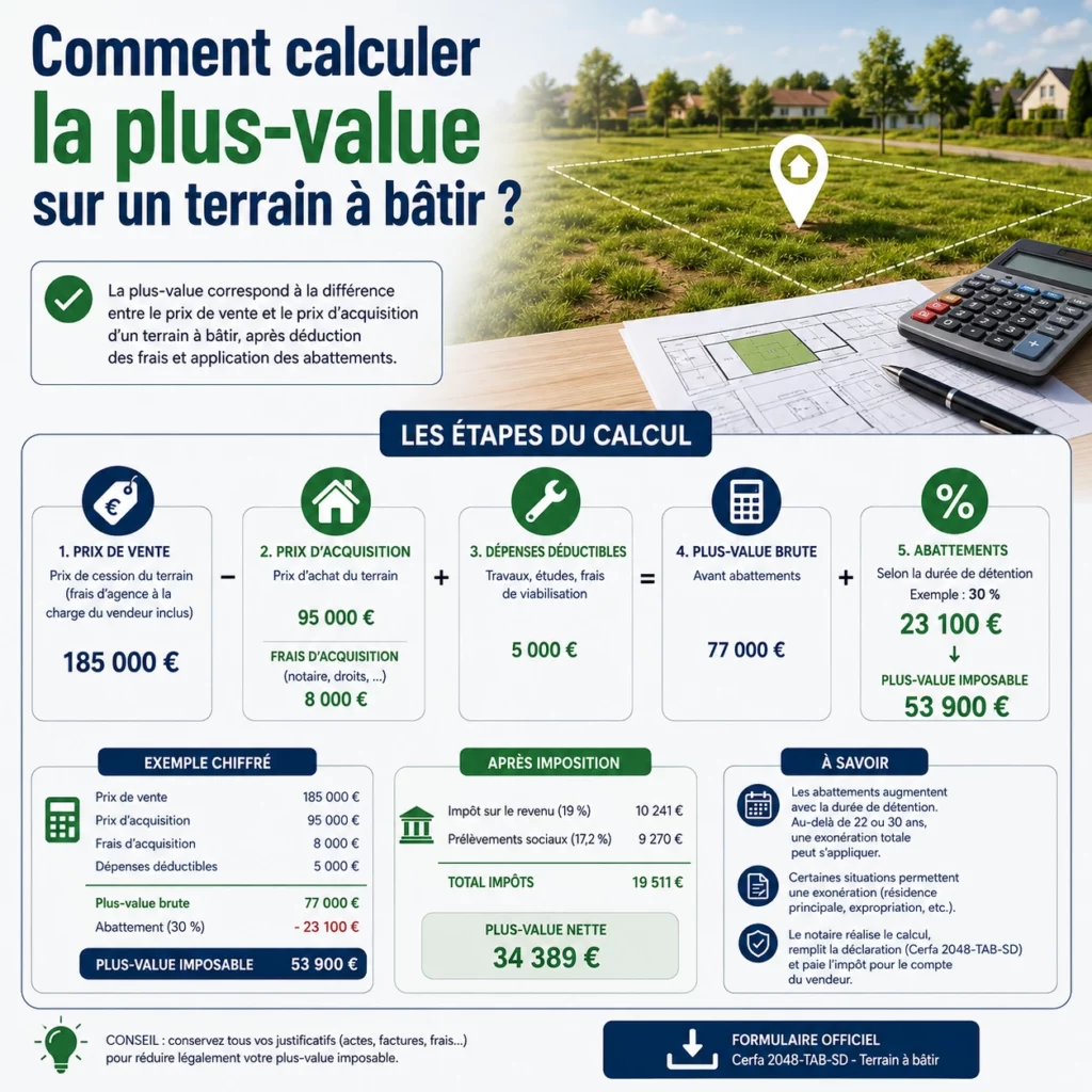 Calculer la plus-value sur terrain