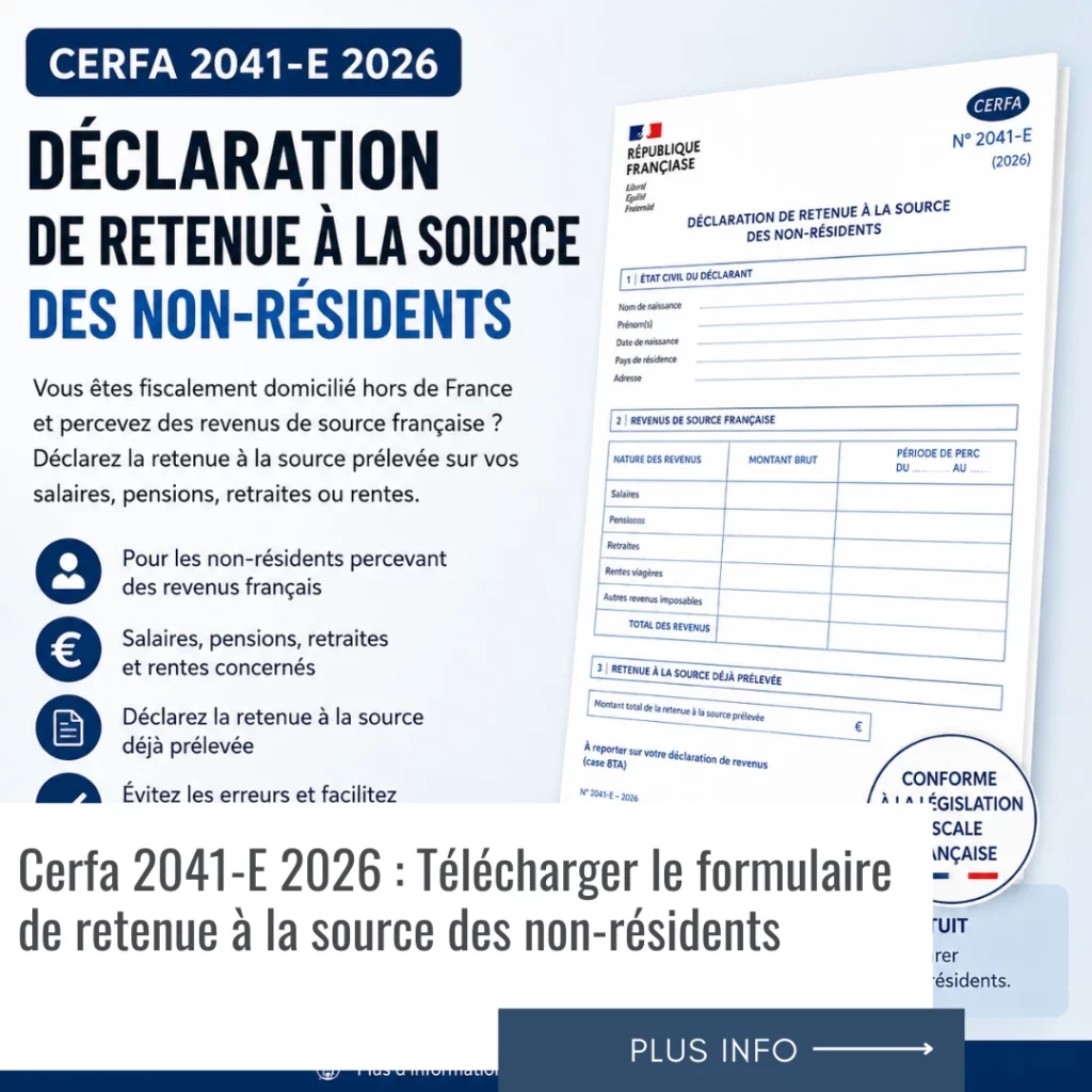Cerfa 2041-E 2026 Télécharger le formulaire de retenue à la source des non-résidents