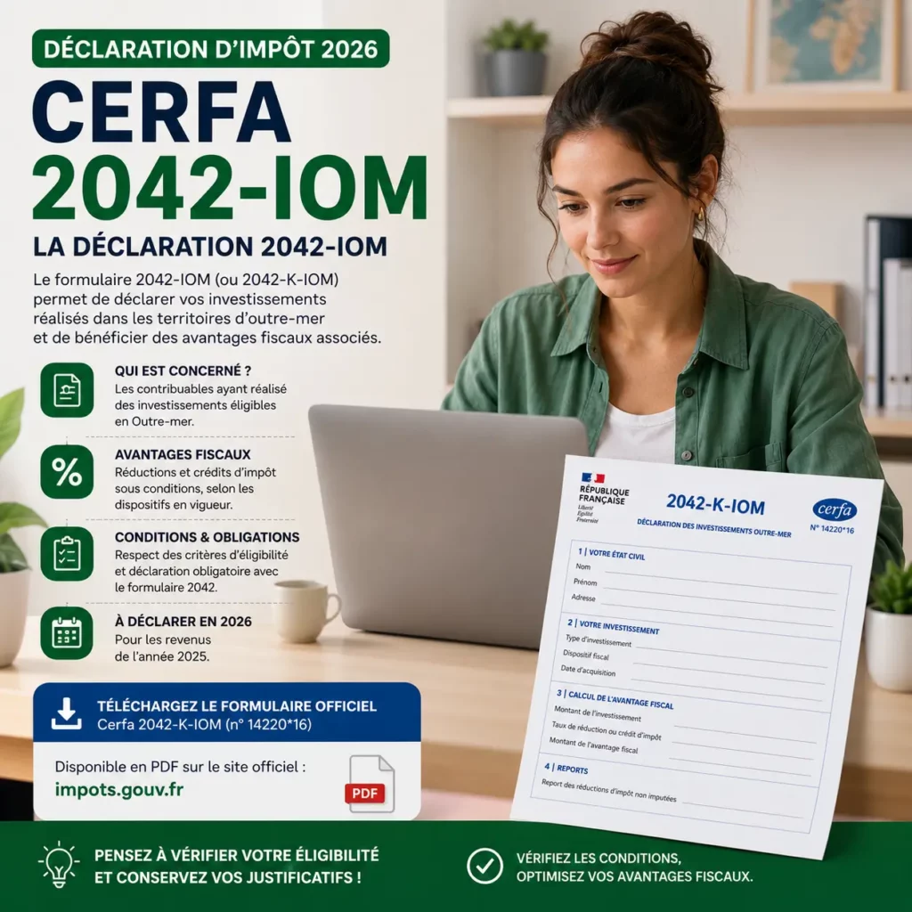 Télécharger le Cerfa 2042-IOM (PDF) pour la déclaration des investissements outre-mer 1 Cerfa 2042-IOM la déclaration 2042-IOM pour les investissements outre-mer