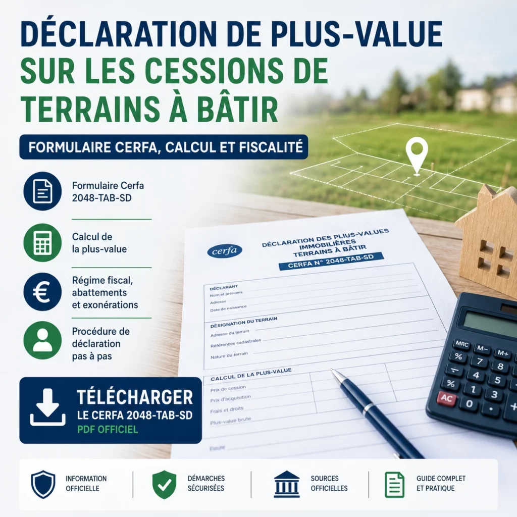 Déclaration de plus-value sur les cessions de terrains à bâtir formulaire Cerfa, calcul et fiscalité