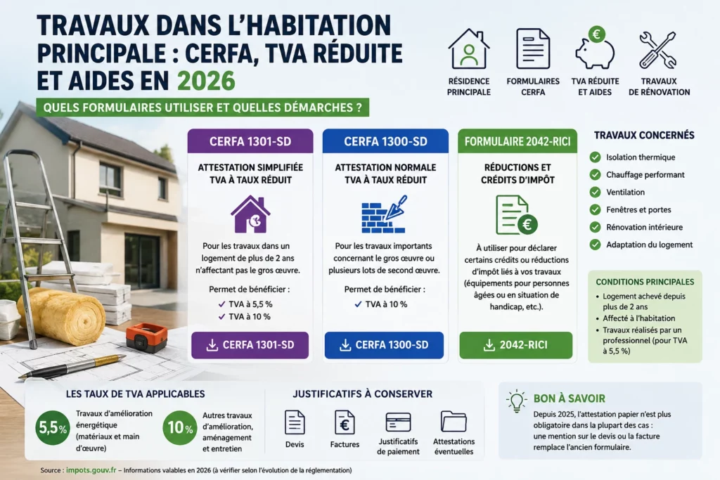 Travaux dans l'Habitation Principale : CERFA, TVA Réduite et Aides en 2026 2 Travaux dans l'Habitation Principale : CERFA, TVA Réduite et Aides