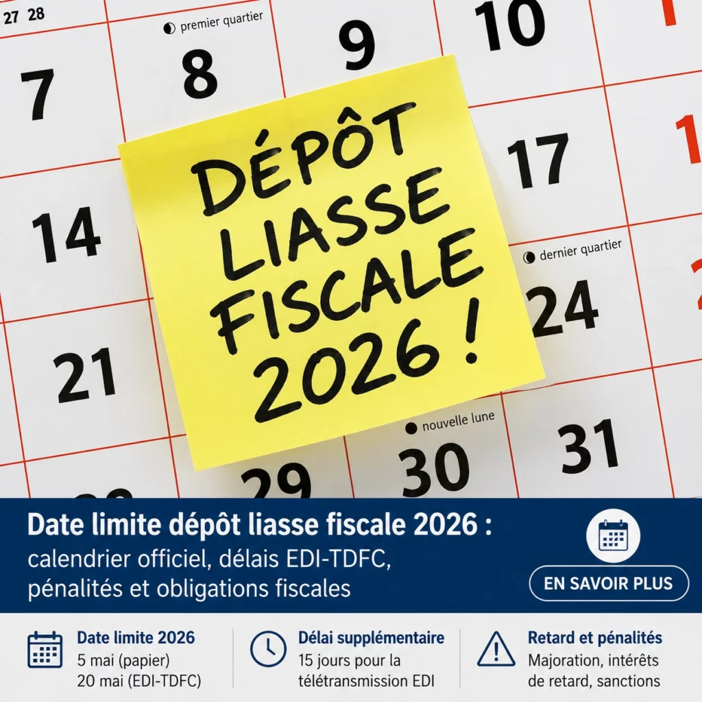 Date limite dépôt liasse fiscale 2026 : calendrier officiel, délais EDI-TDFC, pénalités et obligations fiscales 1 Date limite dépôt liasse fiscale 2026 calendrier officiel, délais EDI-TDFC, pénalités et obligations fiscale