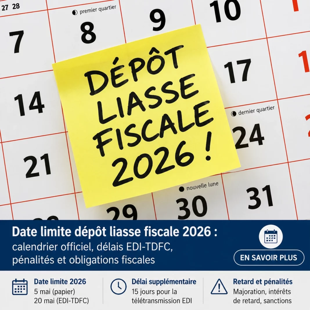 Date limite dépôt liasse fiscale 2026 calendrier officiel, délais EDI-TDFC, pénalités et obligations fiscale