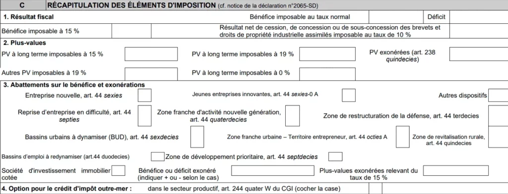 Liasse fiscale 2065 C