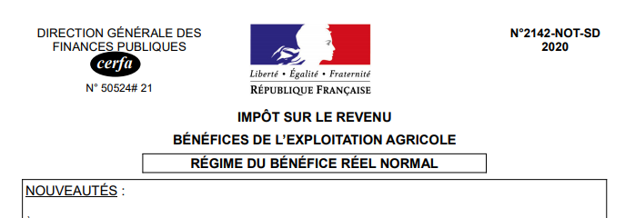 notice liasse fiscale 2142 benefice agricole