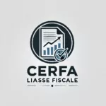 DALL·E 2024-10-22 20.59.03 – Logo for ‘Cerfa Liasse Fiscale’ featuring a professional, minimalist design with a stylized document icon, checkmark, and financial graph elements. Th