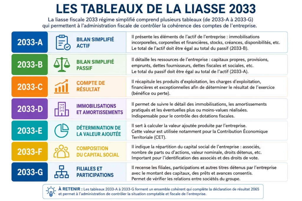 Infographie des tableaux de la liasse 2033