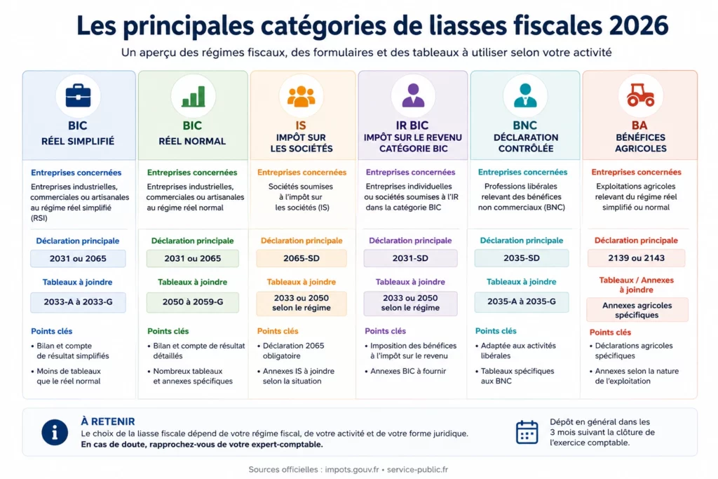Les liasses fiscales 2026 catégories principales