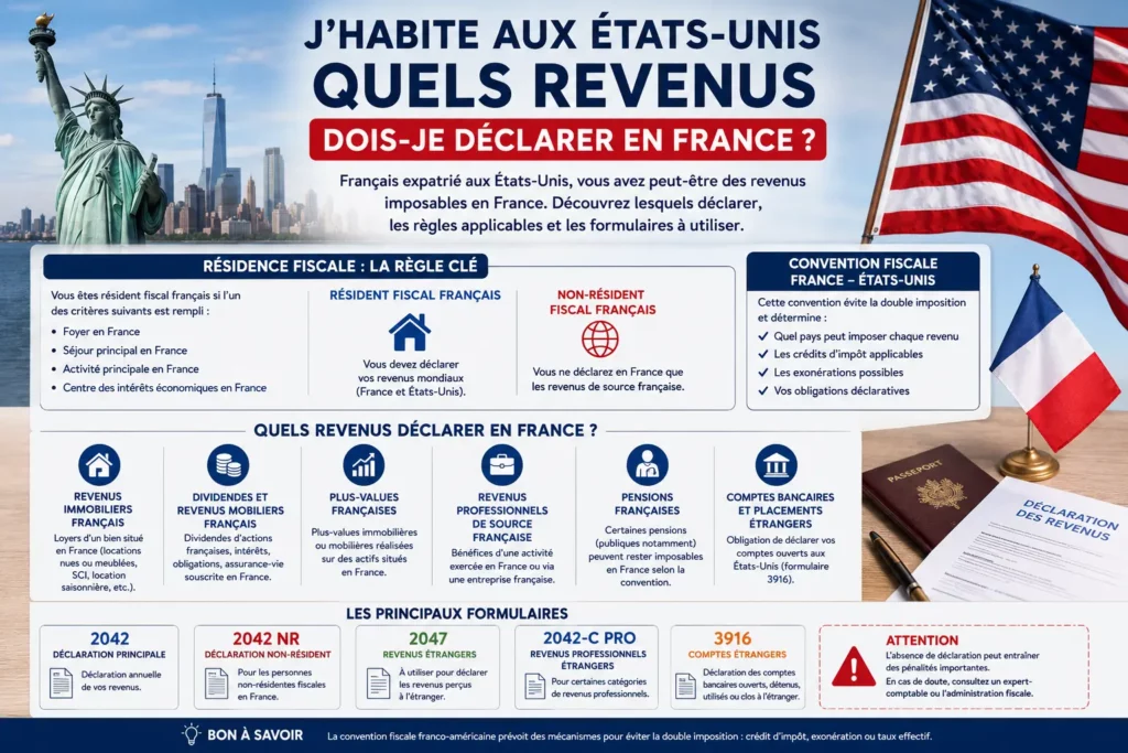 J’habite aux États-Unis : quels revenus dois-je déclarer en France ? 2 J’habite aux États-Unis quels revenus dois-je déclarer en France