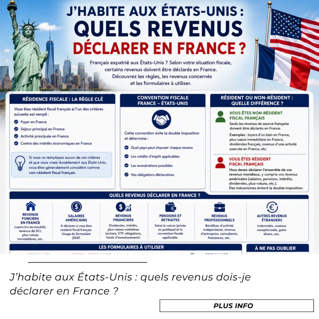 J’habite aux États-Unis : quels revenus dois-je déclarer en France ? 1 J’habite aux États-Unis quels revenus dois-je déclarer en France
