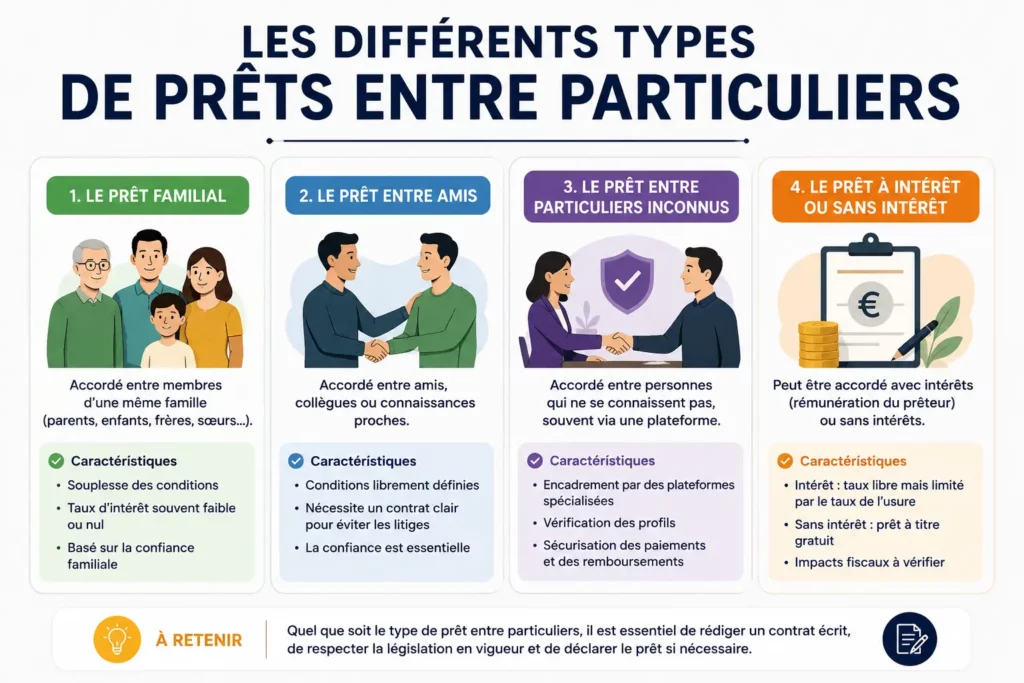 Les différents types de prêts entre particuliers