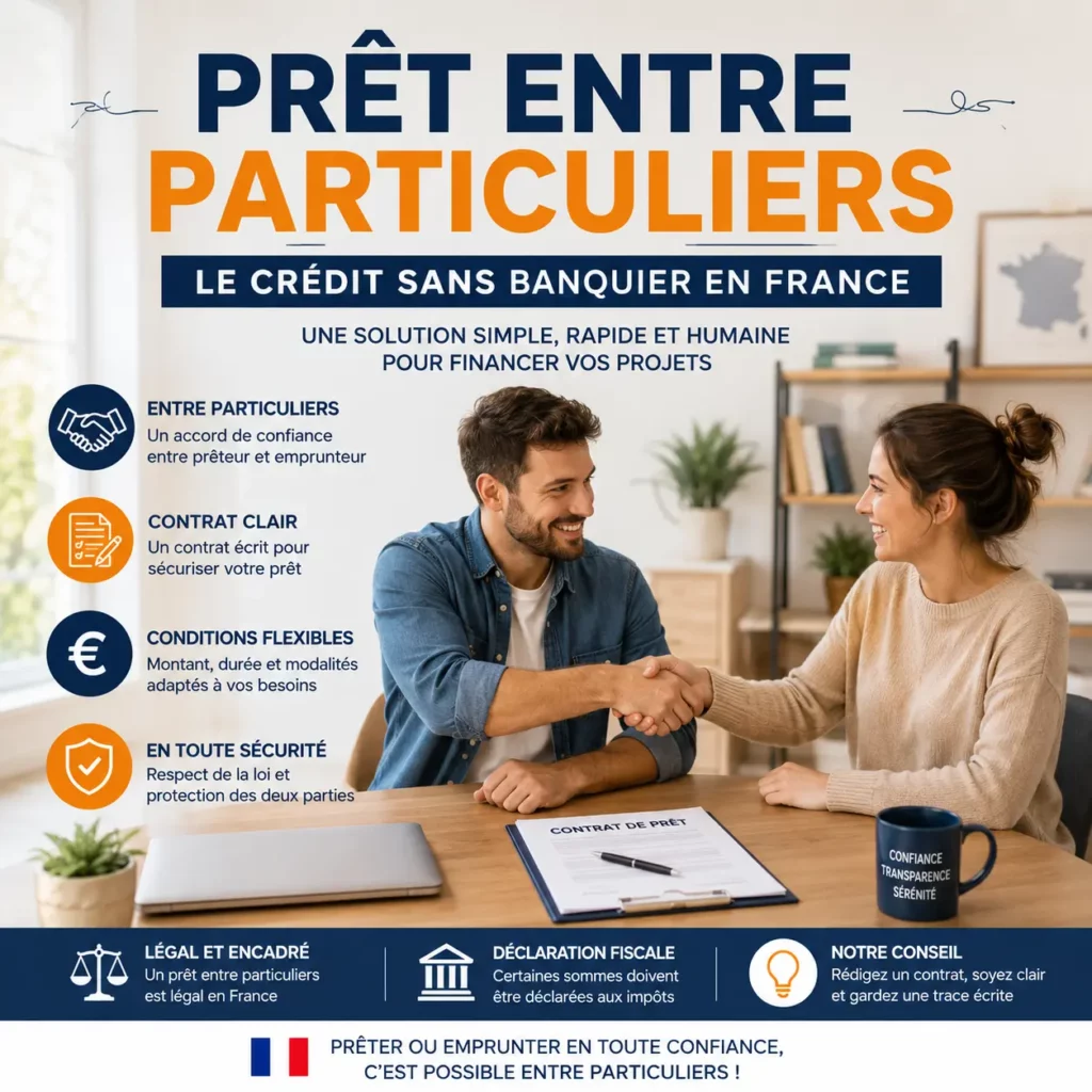 Prêt entre particuliers tout savoir pour emprunter sans banque en France. Guide complet, démarches, contrat, fiscalité, avantages et conseils pratiques.